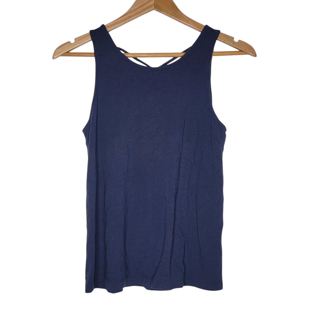 Lilly Pulitzer Navy Blue Criss Cross Back Round Neck Tank Top Women's XS‎